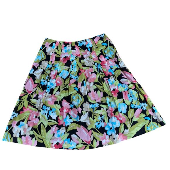 Vintage Talbots Women Pleated Skirt 10 Floral 100% Cotton Fun Feminine Flirty - Picture 3 of 6